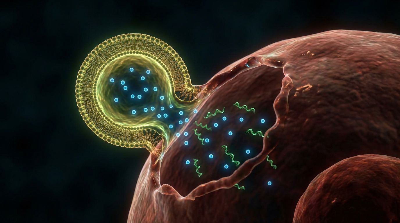 Exosome vesicles releasing growth factors and microRNA cargo into joint tissue — cellular regeneration