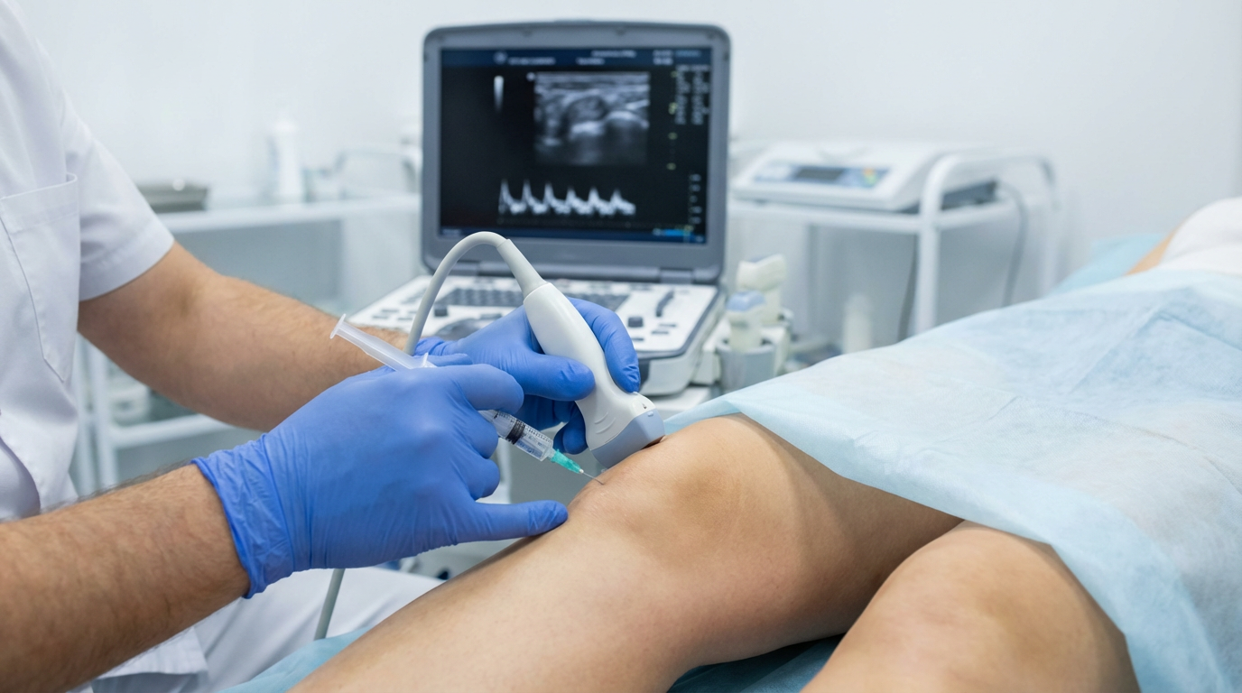 Ultrasound-guided peptide injection — precision delivery to musculoskeletal tissue